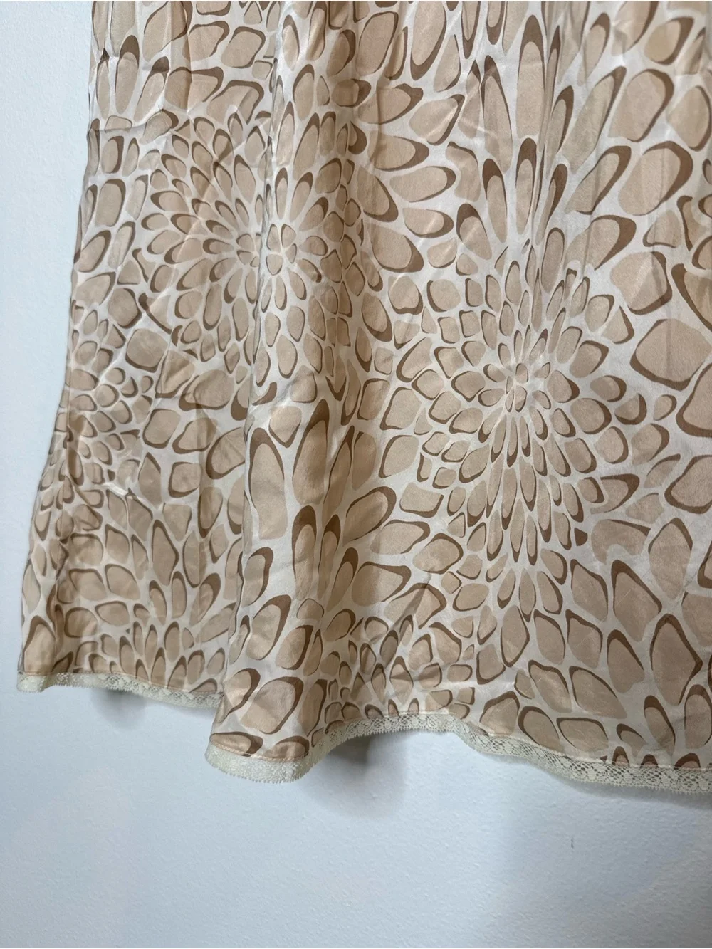 Vintage 90s y2K Old Navy 100% Silk Mini Slip Dress Natural Neutral Floral large
